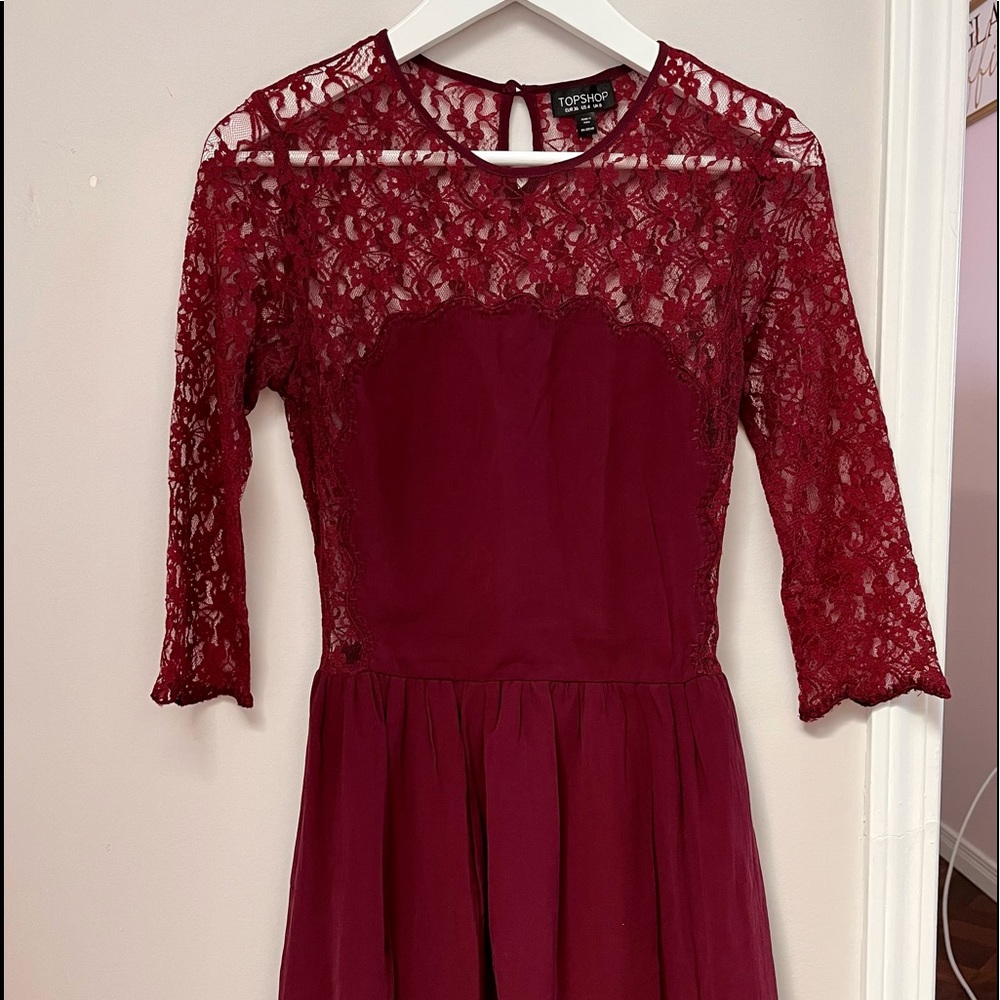 Maroon /Burgundy TopShop US 4 Lace Womens Dress